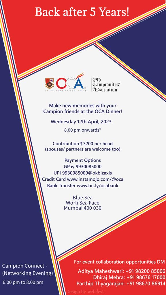 OCA Gala Dinner - Venue Change